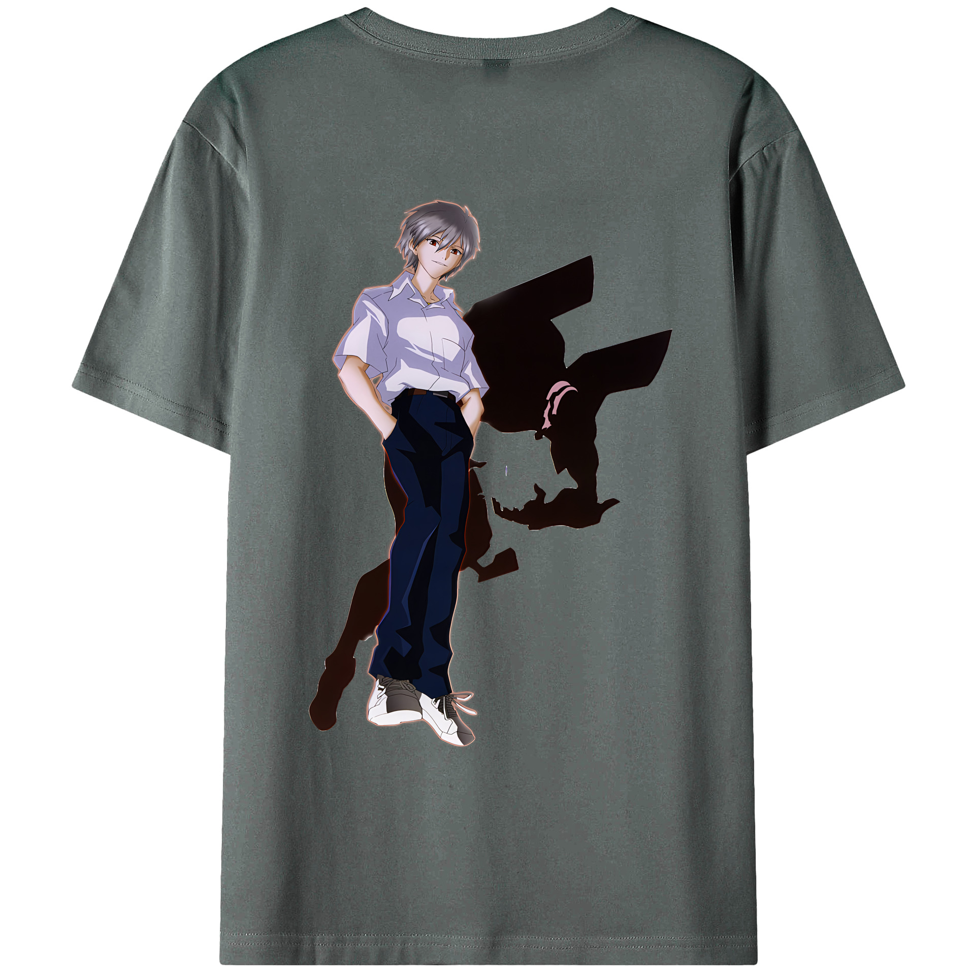 （画像用） EVA 新世紀エヴァンゲリオン 綿100％ メンズ半袖Tシャツ（バックプリント） 通気性